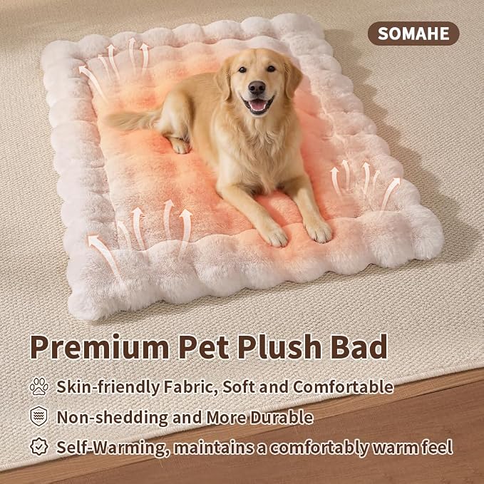 Self-Warming Dog Bed, Plush Faux Fur Mat - Image 2