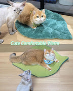 Cat Mat Self Warming Cat Bed 26"x20" Leaf Shaped Cotton Soft Warm Pet Pad - Image 3