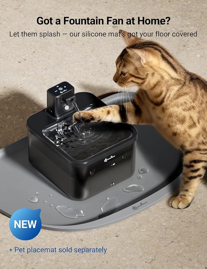 DownyPaws Battery Operated Cat Water Fountain, 84oz/2.5L Fursink Wireless Cat - Image 6