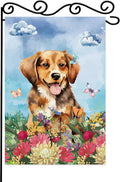 Dog Welcome Garden Flag Welcome Happy Butterfly Dog Animals Outdoor Garden by WPCTYQ