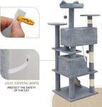 Athena Collection Cat Tree, 54 Inch Multi-Level Cat Activity Center - Image 7