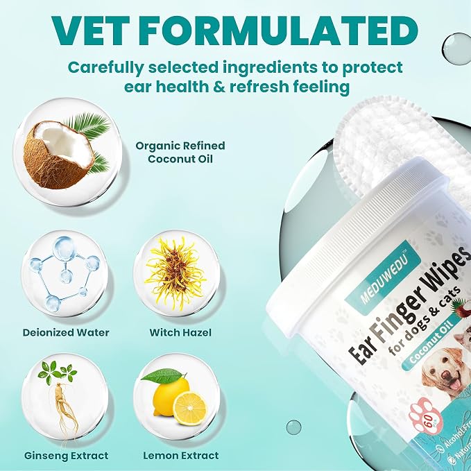 Ear Cleaner Finger Wipes 120 Counts, Dog Ear Cleaner, Grooming Kit Care - Image 3