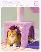 Purple Flower Cat Tree for Small Indoor Cats w/Large Metal Frame Hammock - Image 6