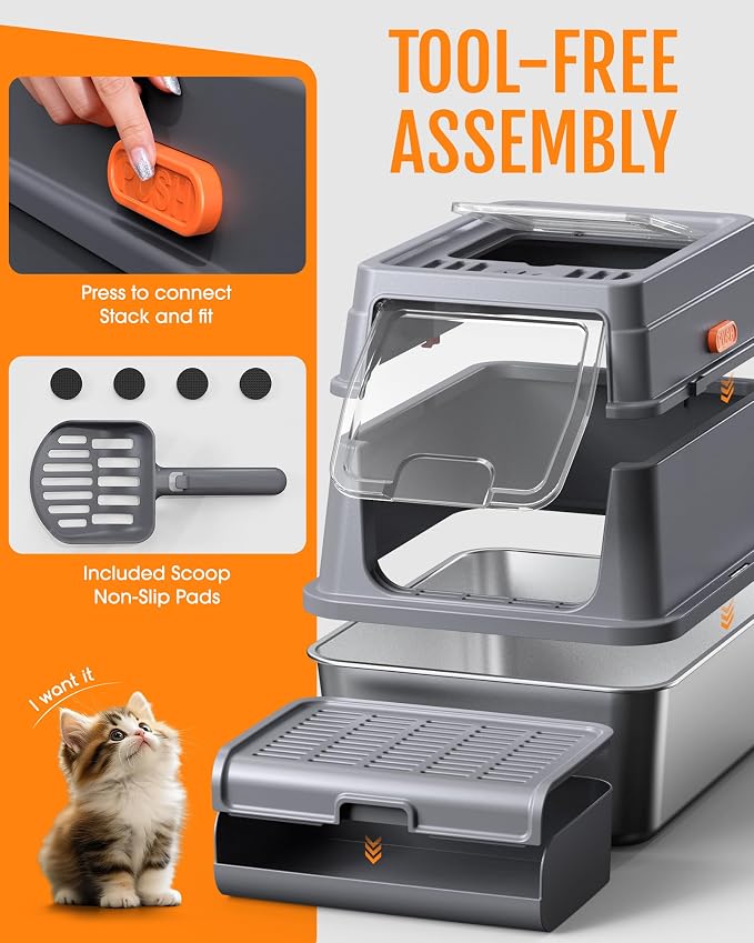 Cat Litter Box - Stainless Steel Litter Box - Image 6