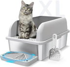 Enclosed Stainless Steel Cat Litter Box by Suzzipaws
