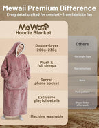 Mewaii Wearable Blanket Hoodie for Adults, Warm Sherpa & Soft Flannel Long - Image 7