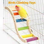Hamiledyi Nature Wooden Bird Ladder Pet Parrots Climb Bridge Exercise Stands - Image 3