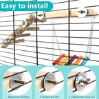 3in1 Bird Perch Toys for Parrots, Wooden Ladder Perch for Cage, Parrot Platform - Image 4