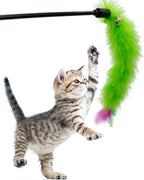 Cat Wand Feather Toys, 6 Pieces Interactive Cat Feathers Teaser Toy - Image 2