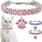 Pet Collar with Diamonds, Adjustable Crystal Diamond Elastic Heart Claw Pendant - Image 5