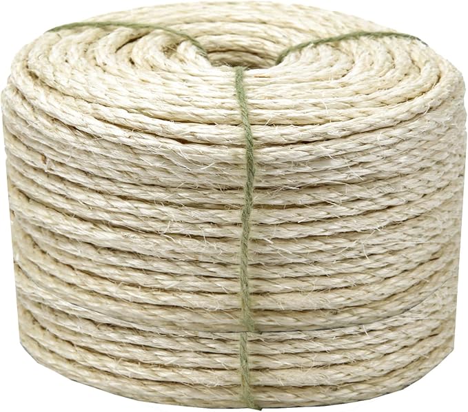 Cat Sisal Rope 164-Feet 4mm for Scratcher Repair and Replace Scratching Post by Juomid