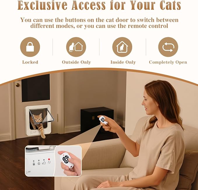 Smart Cat Door for Interior & Exterior, Flap Opening is 7.67’’ by 7'', RFID Cat - Image 4