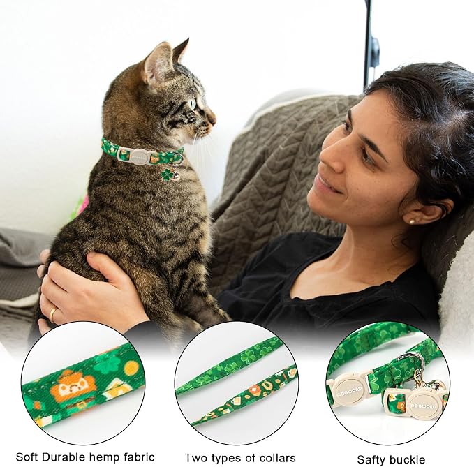 Cat Collar, 2 Pack St.Patrick's Day Cat Collars Breakaway - Image 3
