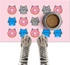 Cat Feeding Mat 24x16 inch Donut Cat Print Pet Bowl Placemat Non Slip Floor Mat by HOMETITUTE