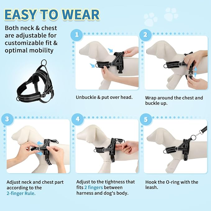 SlowTon No Pull Small Dog Harness and Leash Set, Puppy Soft Vest Harness Neck & - Image 8