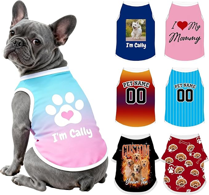 Custom Dog Shirt with Name Photo Text Logo Personalized Dog Pullover Shirts by Unknown