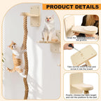 Cat Wall Shelves with 2 x 60 Inch Climbing Rope, Wall Mounted Cat Tree with - Image 4