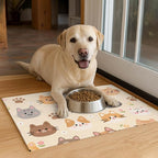 Cat Feeding Mat 24x16 inch Beige Kitten Print Pet Bowl Placemat Non Slip Floor - Image 4