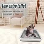 Collapsible Small Cat Litter Box, 14.6 x 10.6 x 4.8 inch Open Waterproof Low - Image 4