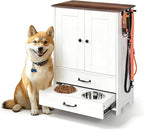 Dog Feeding Station with Storage Cabinet, 2 Adjustable Elevated Dog Bowls by Hotpzeddaque