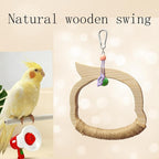 Wooden Bird Swing Perch Toy for Small and Medium Parrots, Natural Wood Ring - Image 5