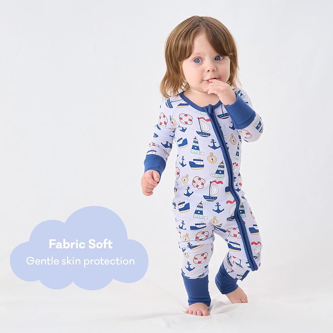 pureborn Baby Infant Boys Girls Sleeper Snug Fit Viscose from Bamboo Pajamas - Image 3