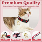Valentine Cat Collar-2 Pack Collars Red and Black Heart Print Breakaway - Image 2