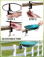 Deck Mounted Bird Bath for Outside, Detachable Birdbath Bowl - Image 3