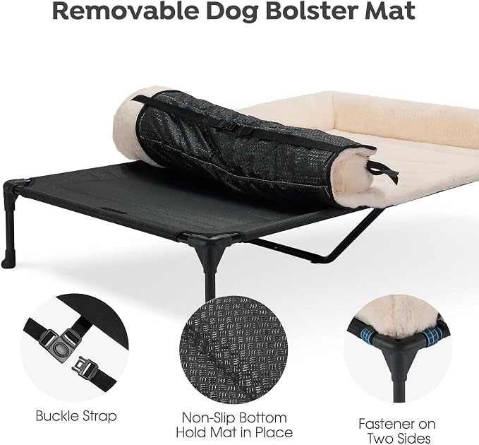 Veehoo Orthopedic Elevated Dog Bed + Removable Fluffy Pillow-Top Mat, Plush - Image 4