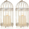 NUPTIO Decorative Bird Cage Lantern: 2 Set of 10 inch Tall Rustic White by Nuptio