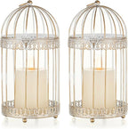 NUPTIO Decorative Bird Cage Lantern: 2 Set of 10 inch Tall Rustic White by Nuptio