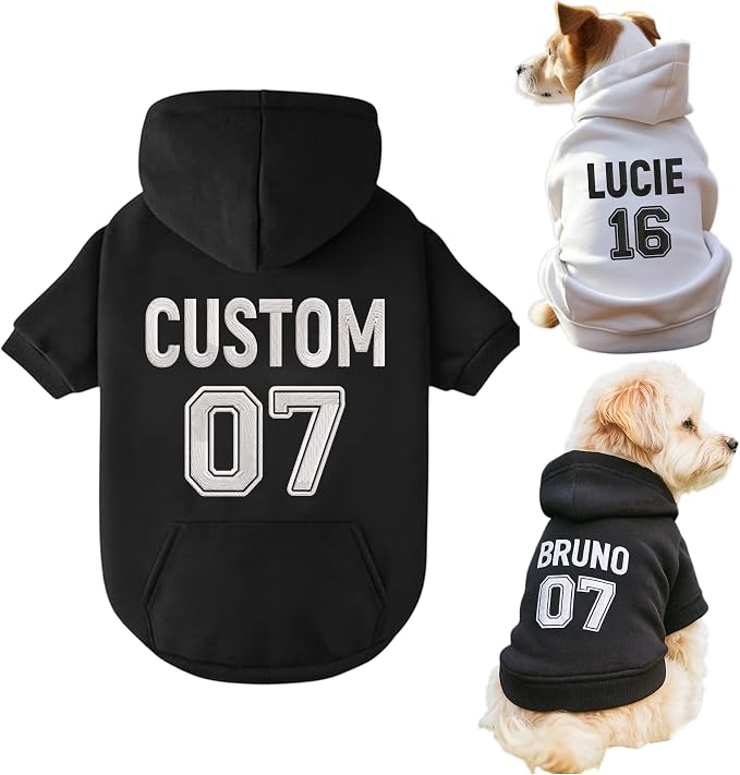 Personalized Name Dog Hoodie, Embroidered Hoodies Pets Name, Custom Pet Memorial by Noni