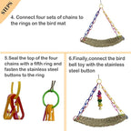 kathson Bird Seagrass Mat, Birds Swing Toy, Natural Grass Handmade Woven - Image 5