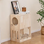 Tangkula 2-Tier Luxury Wood Cat House, Wooden Kitten Cage Condo - Image 2