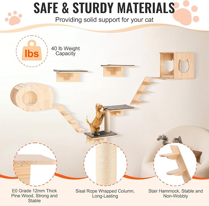 VEVOR Wall Mounted Cat Shelves and Perches - Image 4