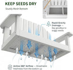 Solution4Patio White Swing Bird Feeder, Squirrel-Proof Metal Mesh Tray - Image 3
