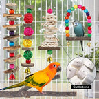 Bird Perch Bird Toys Parakeet Toys, Bird Cage Accessories Wooden Chew Toys - Image 4