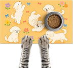 Bichon Frise Pet Food Mat Cute Spill-Proof Dog Water Bowl Mat Funning Mats by HOMETITUTE