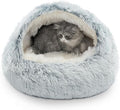CATISM Cozy Plush Hooded Cat Bed, Indoor/Outdoor, Self-Warming Cave, Removable by Petsfriend