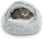 CATISM Cozy Plush Hooded Cat Bed, Indoor/Outdoor, Self-Warming Cave, Removable by Petsfriend