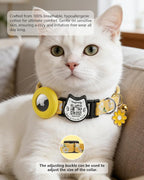 Breakaway Cat Collar with QR Code ID & AirTag Holder, Adjustable Cotton Kitten - Image 2