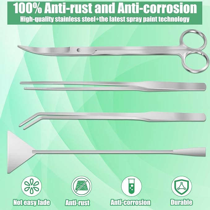 Aquarium Aquascape Tools Kit, 4 in 1 Anti-Rust Aquatic Plant Aquascaping Tool - Image 7