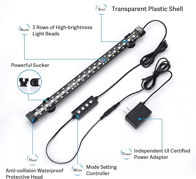 hygger 24/7 Mode Submersible Aquarium LED Light, Full Spectrum Hidden Fish Tank - Image 5