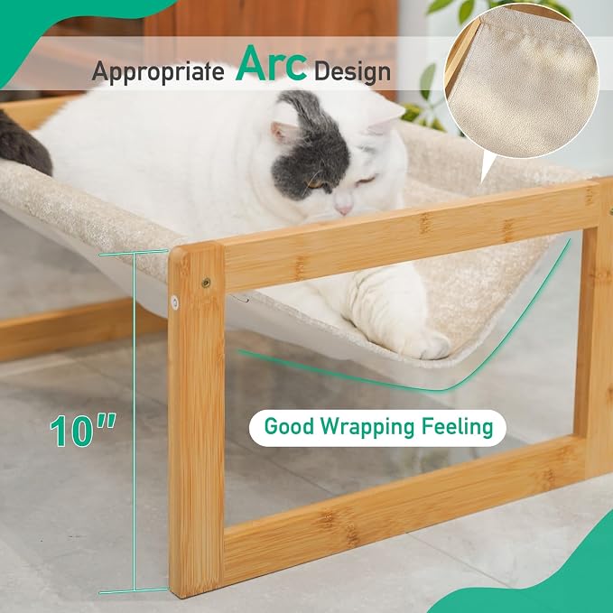 Large Cat Hammock Bed, Bamboo Wood Elevated Pet Hammock - Image 3