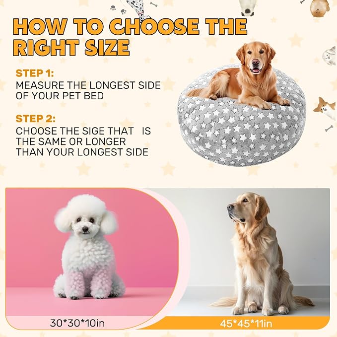 Youyole Small Washable Round Dog & Cat Bed Cover Replacement Waterproof 20 x 20 - Image 3