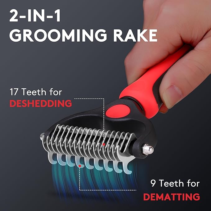 Tpotato Deshedding Dog Brush for Long Haired Dogs Cats, Undercoat Shedding Rake - Image 2