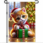 Christmas Garden Flag 12x18 Inch Cute Kitten Gift Flag Double Sided Holiday Cat by BlissYard