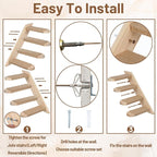 2 Pack 4 Steps Cat Wall Shelves, Wood Wall Mounted Stairs - Image 5