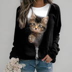 ShallWe Women's Active Sweatshirts Cute Cat Pullover Crewneck Lightweight - Image 7