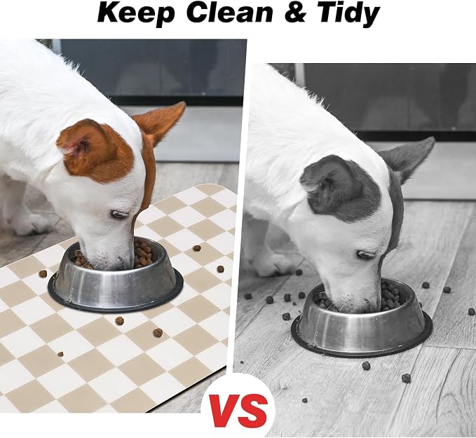 Checkered Dog Food Mat, Absorbent Leak-Proof Pet Feeding Mat, Quick Dry Cat - Image 8